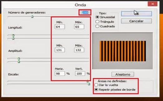 valores del filtro onda