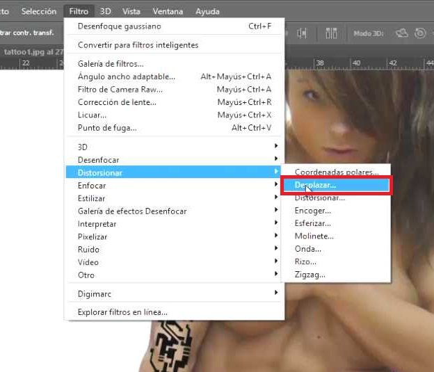 filtro distorsionar desplazar