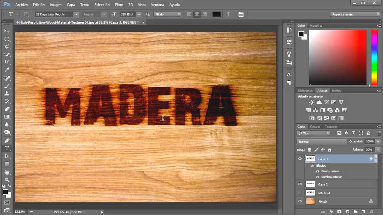 efecto madera quemada terminado