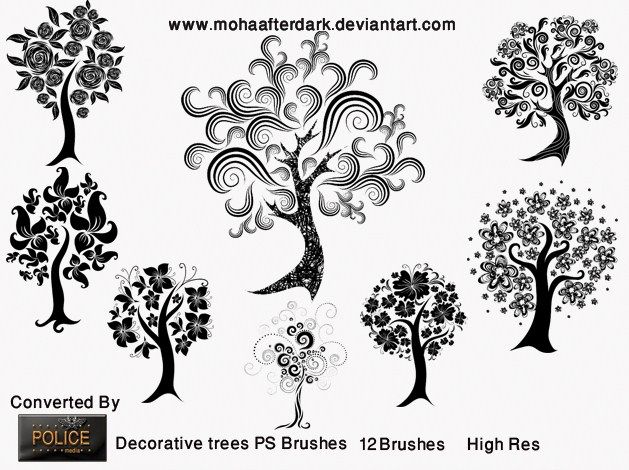 12 Decorative Tree Brushes