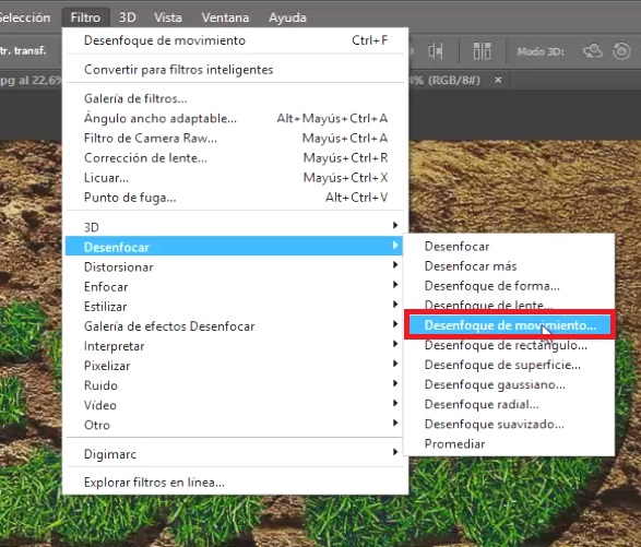 filtro desenfocar desenfoque de movimiento