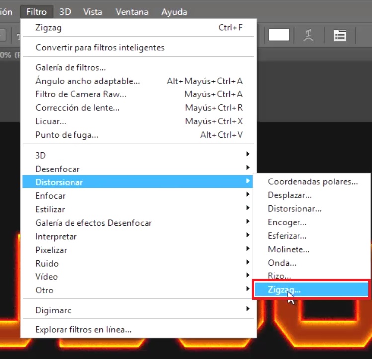 filtro distorsionar zizag