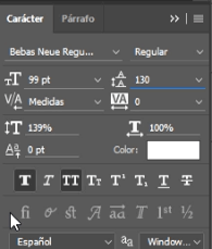 configuración de texto