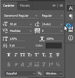 configuración fuente Garamond Regular