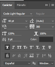 configuración texto code light regular